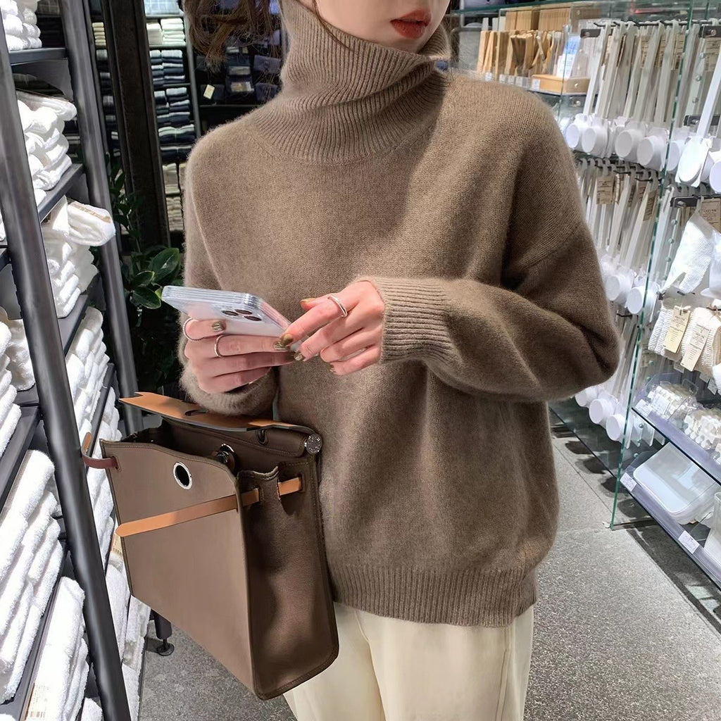 Women's thick and loose autumn and winter high neck sweater