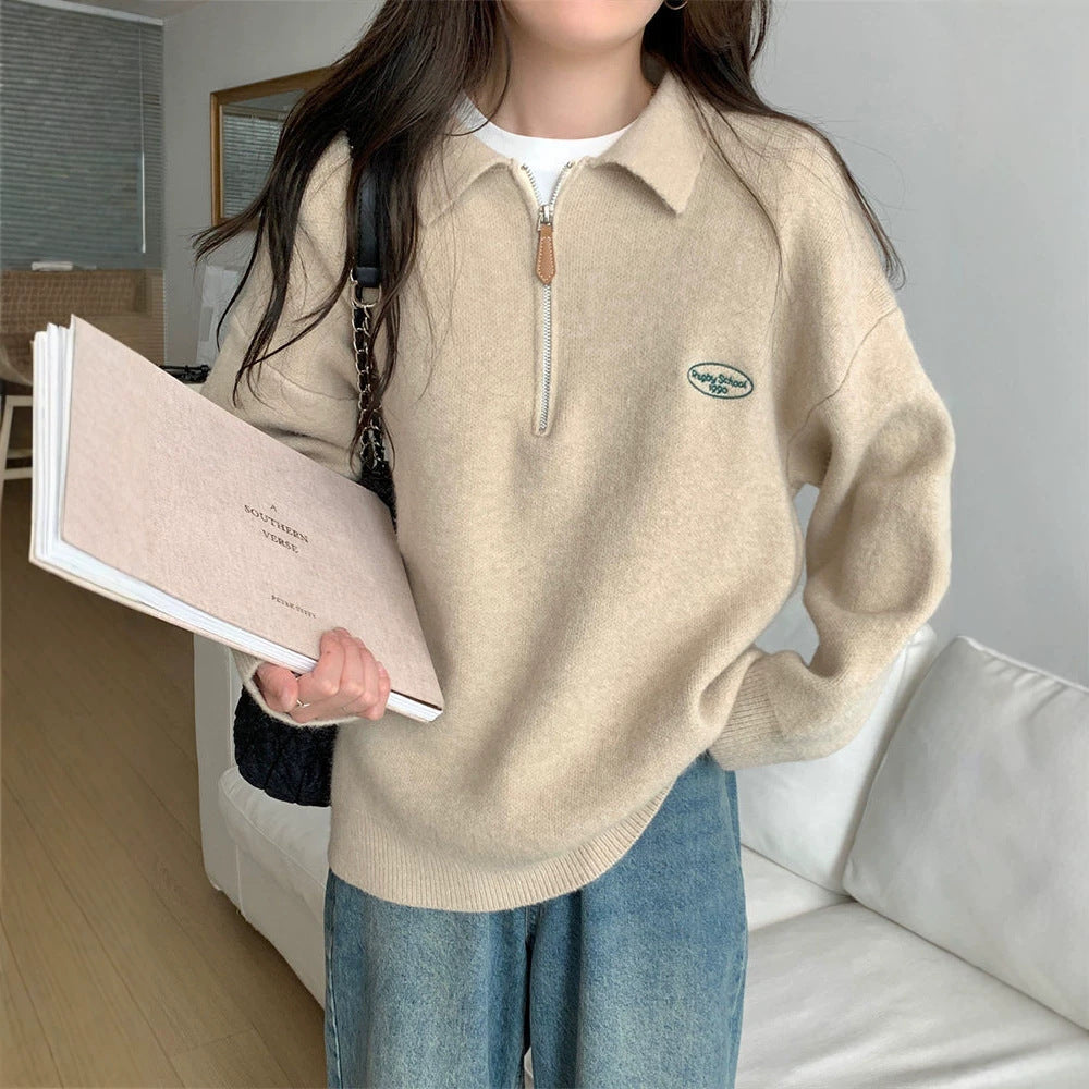 POLO Half Zipper Sweater for Women
