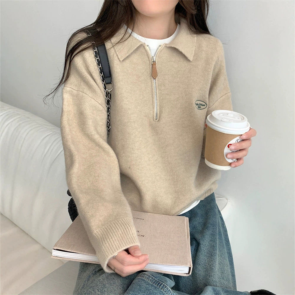 POLO Half Zipper Sweater for Women