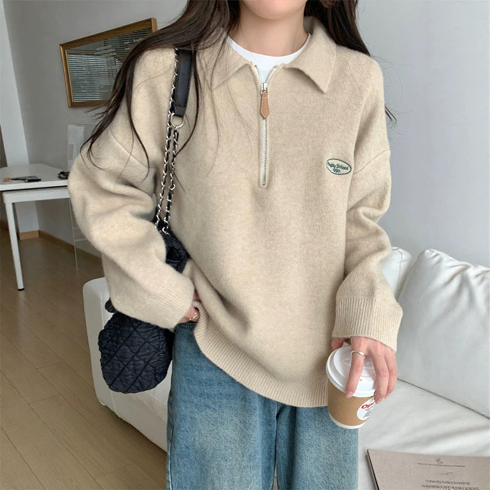 POLO Half Zipper Sweater for Women
