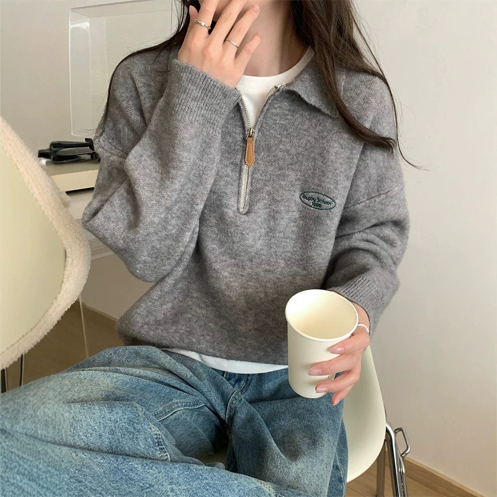 POLO Half Zipper Sweater for Women