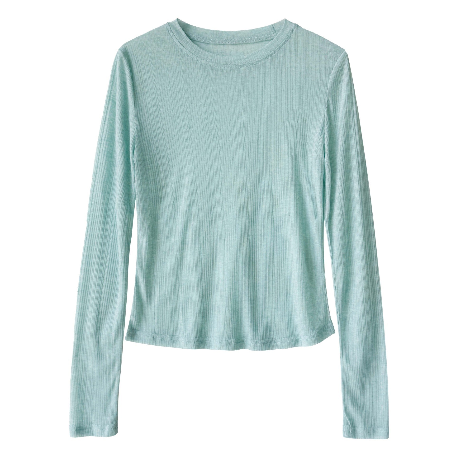 Deer West  sheer textured versatile women's undershirt, spring new commuting inner long sleeve T-shirt