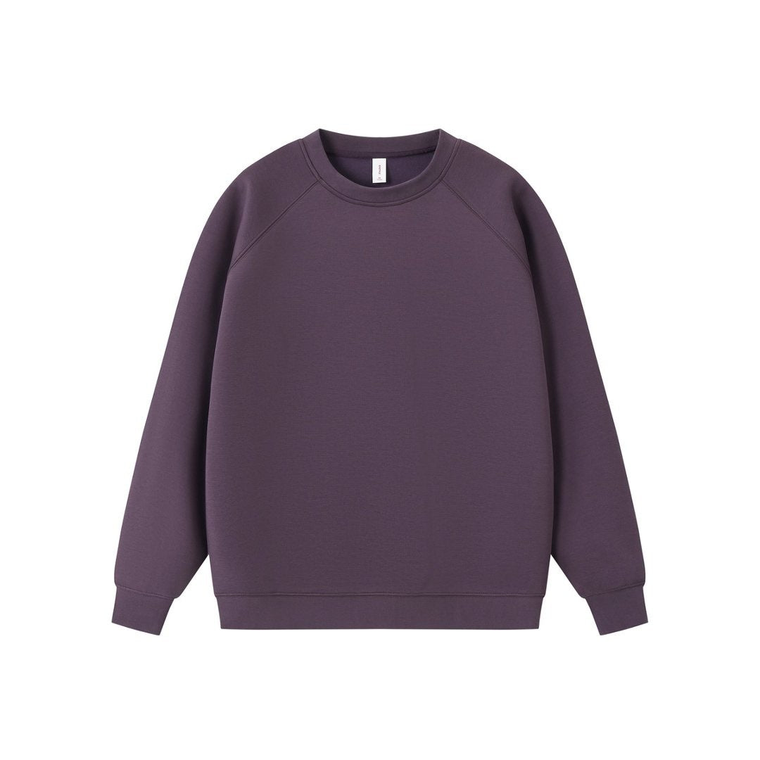 Solid color round neck pullover hoodie