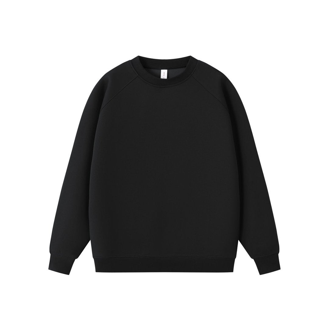 Solid color round neck pullover hoodie