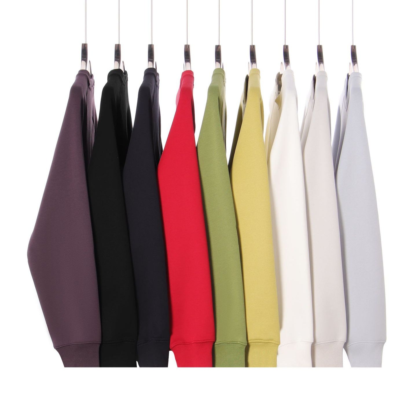 Solid color round neck pullover hoodie