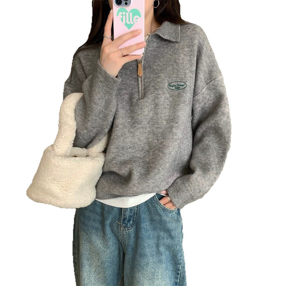 POLO Half Zipper Sweater for Women